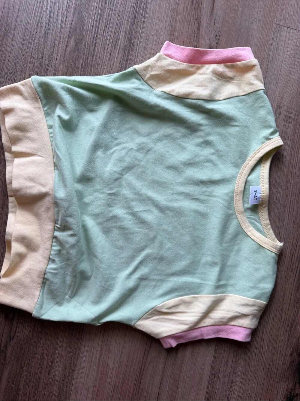 Pastel Green Short Set with Pink & Yellow Trim
